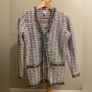 Isaac Mizrahi Black and White Textured Cardigan